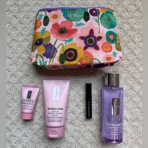 Clinique makeup skincare bag - full size and travel size new never opened